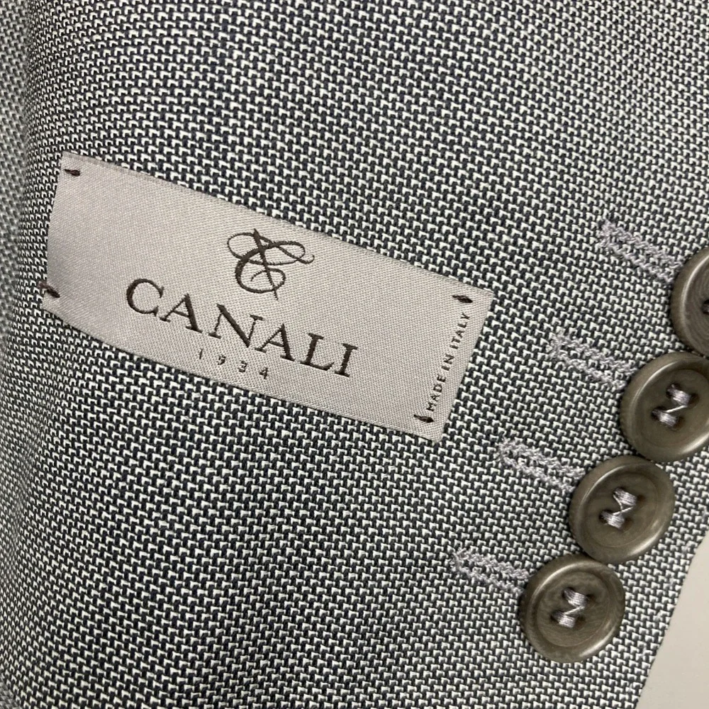 CANALI Men's Slim Fit‎ 100% Wool Grey Woven Suit, Size 46R (56 EU)